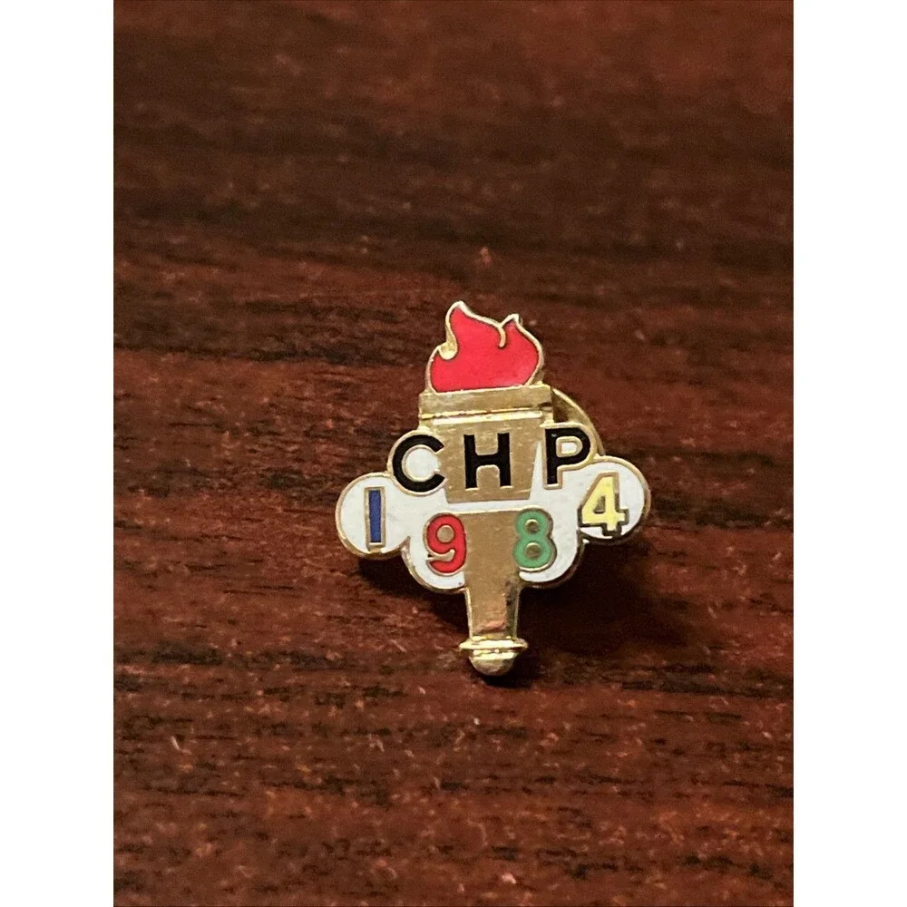 1984 Los Angeles Olympics CHP Olympic‎ Torch Lapel Hat Pin